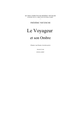Couverture de Nietzsche - Le voyageur et son ombre